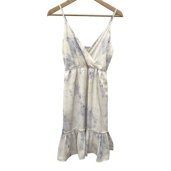 Sim & Sam Dresses & Skirts - Sim & Sam Women's S Strappy V Neck Dress Snake Print Mini Ruffle White Blue
